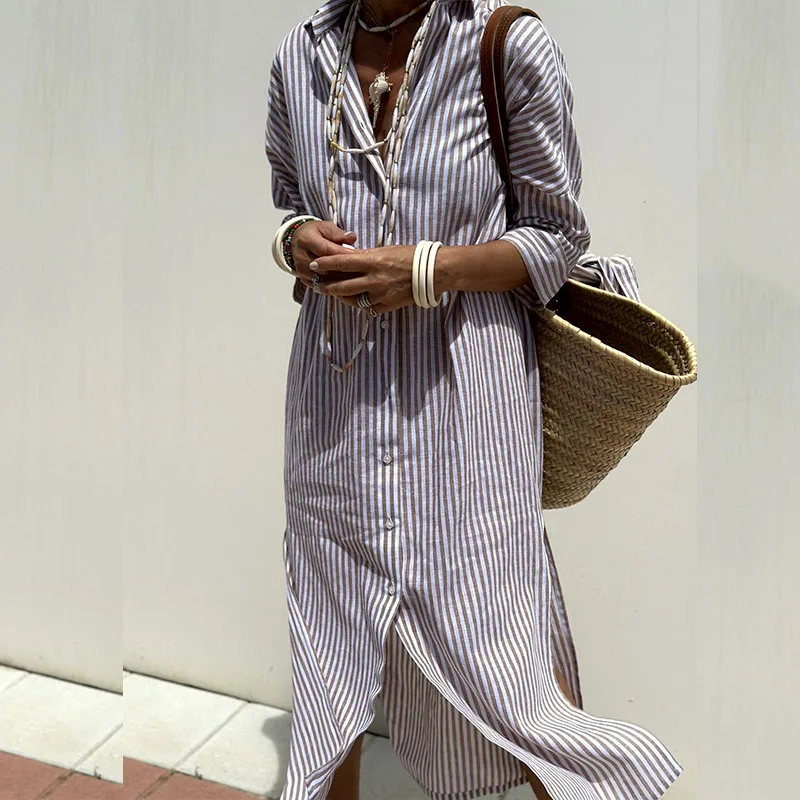 Lorna | Striped Shirt Dress